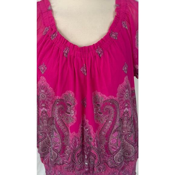 INC International Concepts Pink Paisley Top XL 100% Nylon - Picture 2 of 8